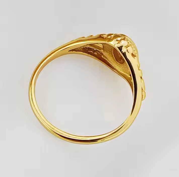 European American Retro Style Stainless Steel Inlaid 18K Gold Artificial Stone Ring Wedding Gift Party Anniversary Engagement